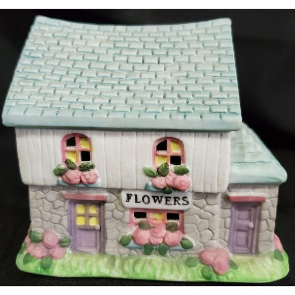 EASTER VILLAGE CHURCH FLOWER SHOP GROCERY STORE Spring pastel building house 3pc - Picture 10 of 12